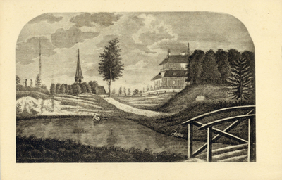 8009 Gezicht op het dorp Baarn uit het zuidwesten, met rechts op de achtergrond het huis Peking.01-01-1860-31-12-1860